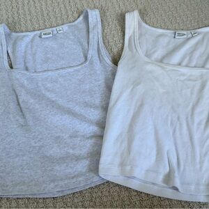 Aritzia Tank Tops - White & Light Gray Ribbed Set